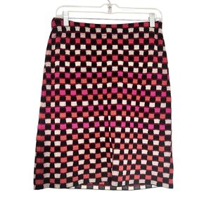 Aldo Martini Anthropologie Vibrant Checkered Pencil Skirt - Pink and Black